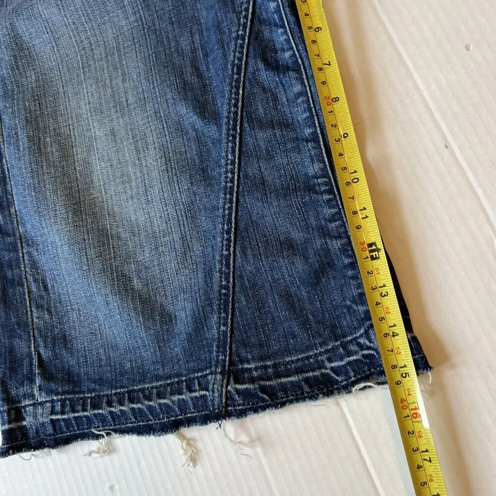 7 For All Mankind Women's Size 30 Blue Denim Wide Leg Long Jean Shorts